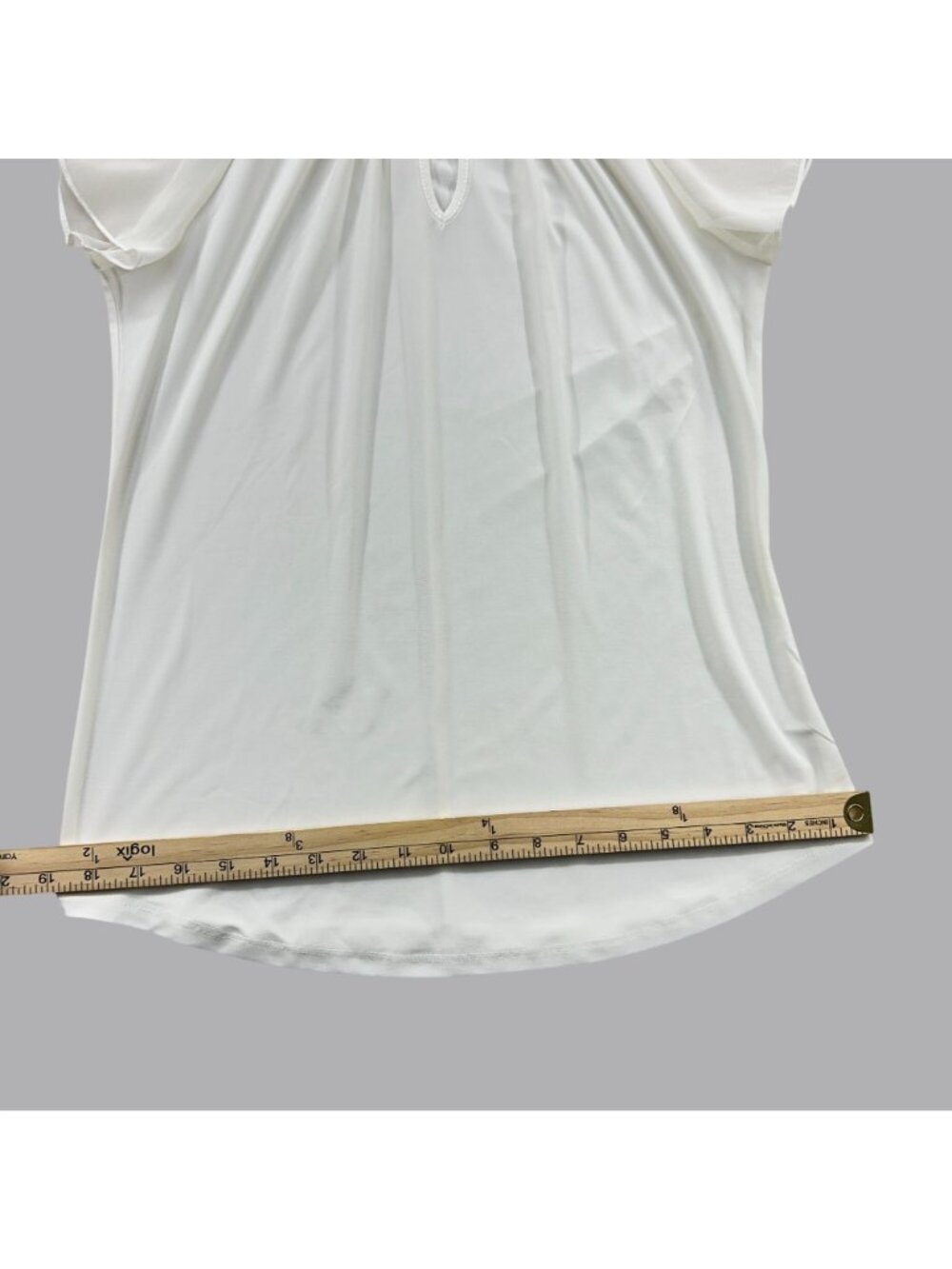 Liz McCoy White Cold Shoulder Sheer Sleeve Blouse Women Size Small Keyhole Top - Picture 8 of 8